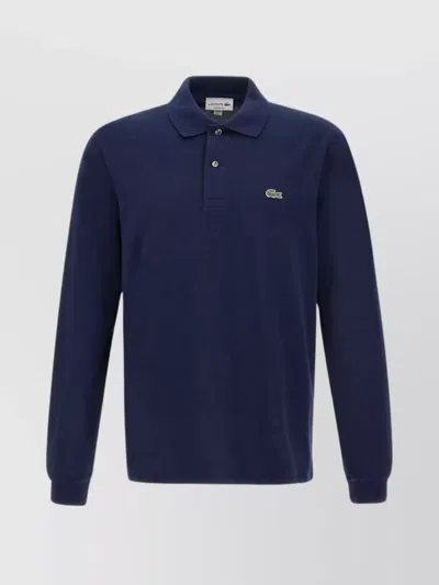 Lacoste Navy Blue Longsleeve Polo Shirt In Blue