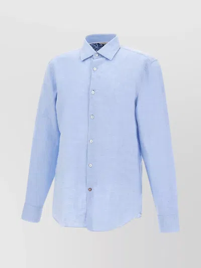 Shop Hugo Boss "c-hal-kent" Cotton Linen Shirt In Blue