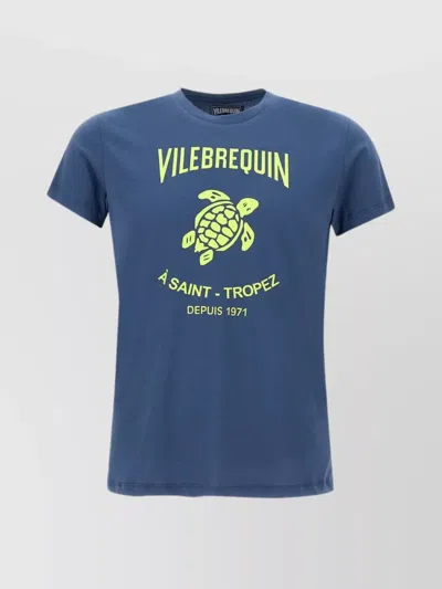 Shop Vilebrequin Turtle Graphic Print Cotton T-shirt In Blue