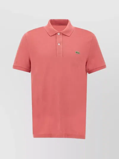 Shop Lacoste Cotton Piquet Polo Shirt With Straight Hem In Pink