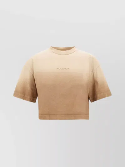 Shop Woolrich Sand Dip Dye Cotton T-shirt In Cream