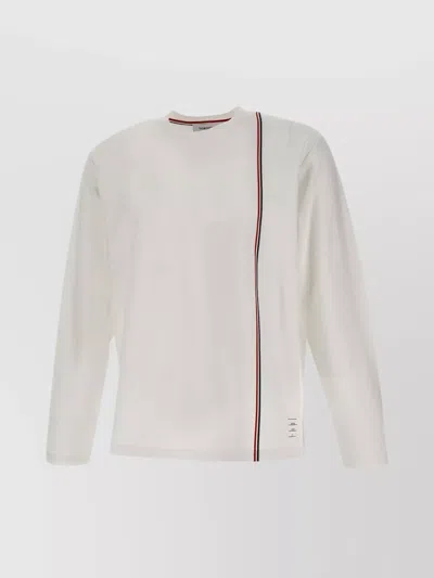 Thom Browne Cotton Crew Neck Sweater With Iconic Stripe