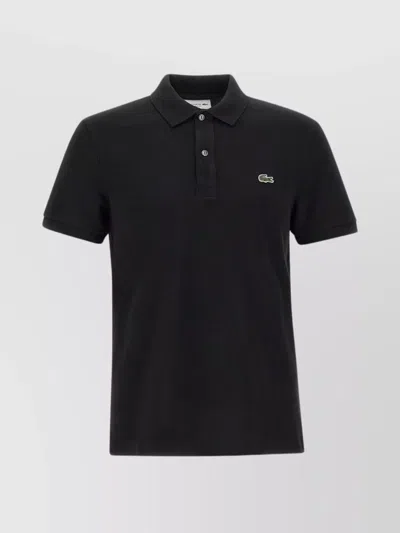 Lacoste Stretch Pique Short-sleeve Slim Fit Polo Shirt In Black