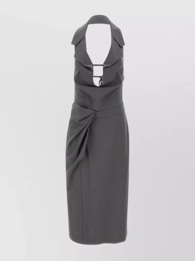 Shop Low Classic Halter Strap Dress Back Cut-out In Grey