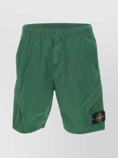 Shop Stone Island Cargo Pocket Nylon Shorts In Green