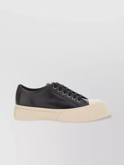 Shop Marni "pablo" Leather Platform Toe Cap Sneakers In Cream
