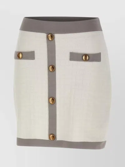 Shop Elisabetta Franchi "daily" Embossed Viscose Miniskirt In White