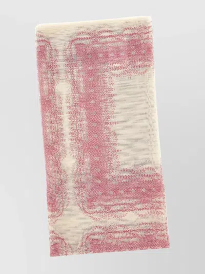 Shop Philosophy Di Lorenzo Serafini Woven Abstract Pattern Fringed Scarf In Beige