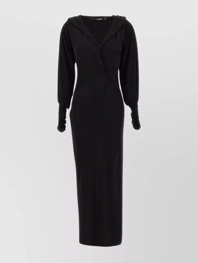 Shop Rotate Birger Christensen Maxi Hoodie Dress With V-neck And Side Slit