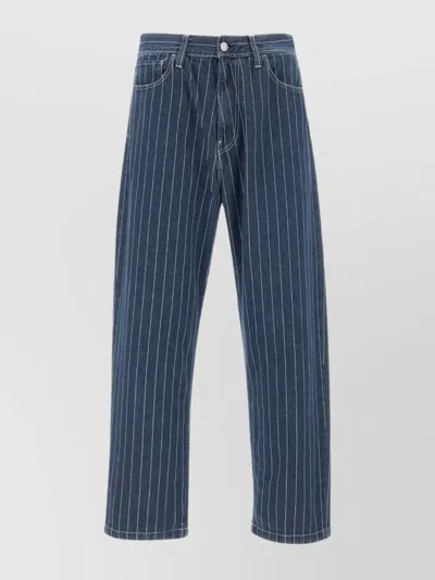 Shop Carhartt Loose Fit Striped Denim Trousers In Blue