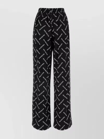 Shop Balenciaga Wide Leg Printed Trousers