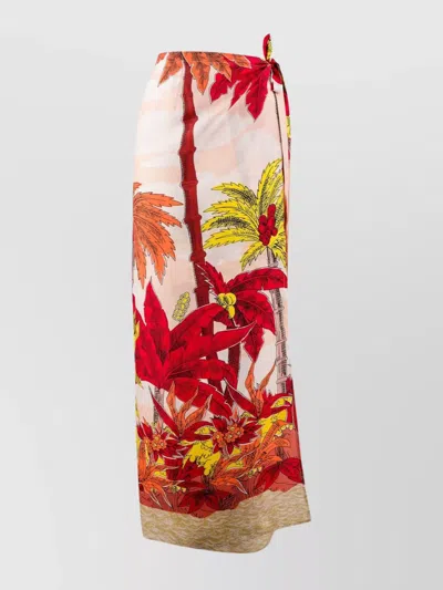 Shop P.a.r.o.s.h Silk Floral Asymmetric Longuette Wrap Skirt