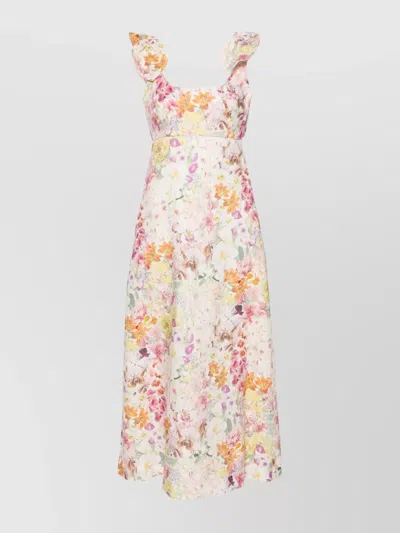 Shop Zimmermann Floral Midi Dress Bow Straps