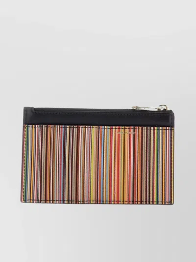 Shop Paul Smith Striped Leather Wallet With Multicolor Textured Stripes