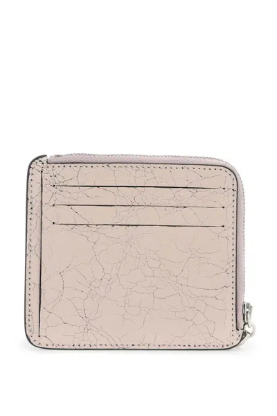 Shop Acne Studios Cracked Leather Wallet With Distressed Women In Pink