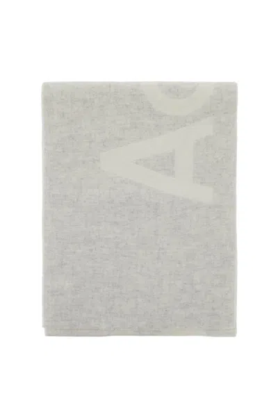 Shop Acne Studios Wool Blend Scarf With Logo In M Women In Gray