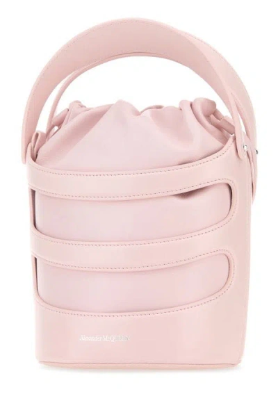 Shop Alexander Mcqueen Woman Pastel Pink Leather The Rise Bucket Bag