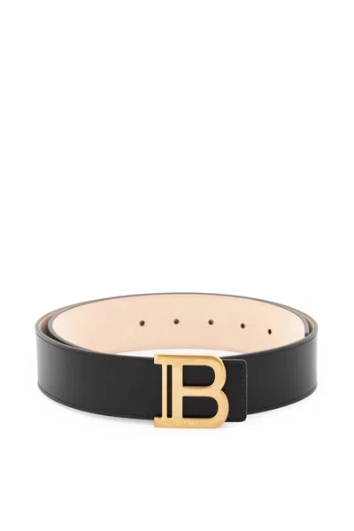 Shop Balmain Leather B-belt Women In Black
