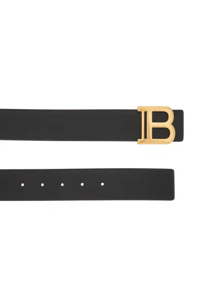 Shop Balmain Leather B-belt Women In Black