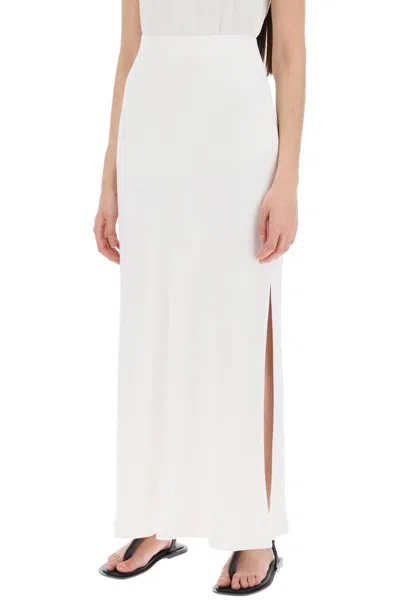 Shop Brunello Cucinelli Maxi Skirt With Fluid Bias Women In White