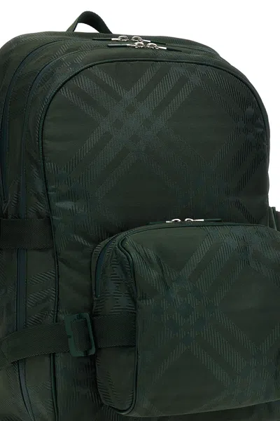 Burberry Check Pattern Backpack Adjustable Straps In Green