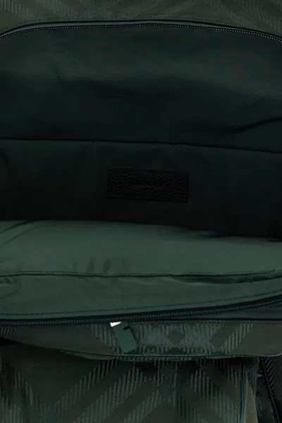 Burberry Check Pattern Backpack Adjustable Straps In Green