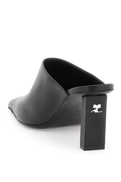 Shop Courrèges Courreges Leather Mules For Women In Black