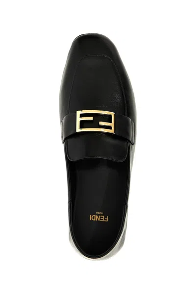 Shop Fendi Women 'baguette' Loafers In Black
