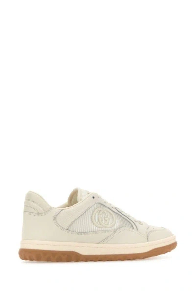 Shop Gucci Man Chalk Fabric And Leather Mac80 Sneakers In White