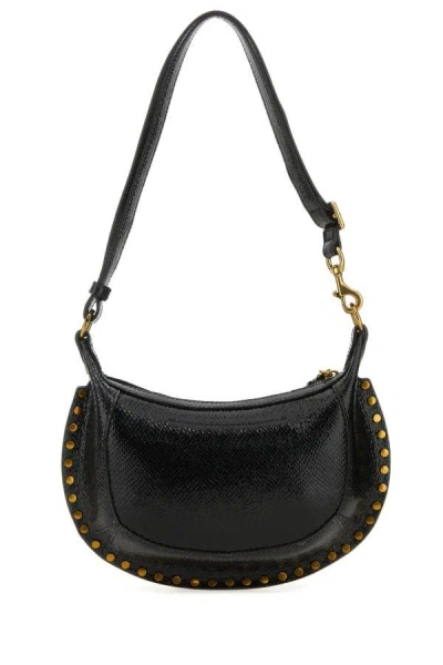 Shop Isabel Marant Woman Black Leather Oskan Moon Shoulder Bag