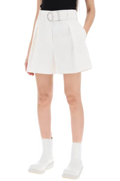 Shop Jil Sander Cotton Bermuda Shorts With Removable Belt Women In White