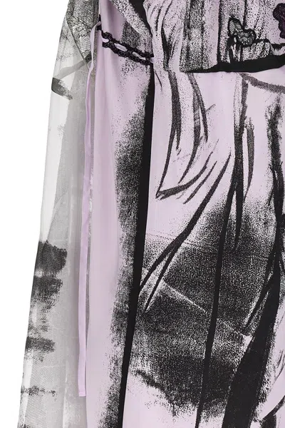 Maison Margiela Lace Trim Abstract-print Midi Slip Dress In Multicolor