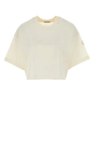 Shop Moncler Woman Ivory Cotton Oversize T-shirt In White