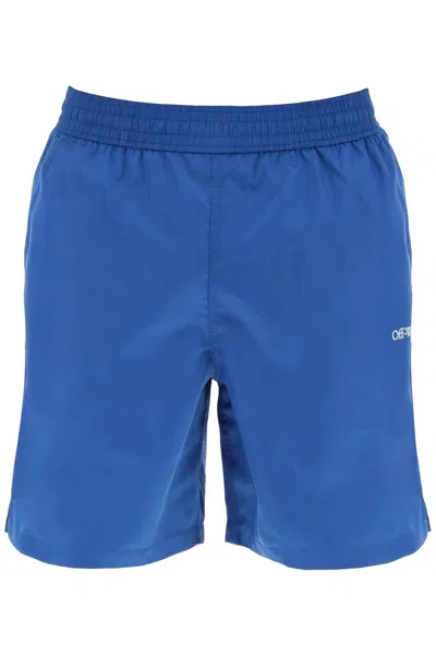 Shop Off-white Surfer Sea Bermuda Shorts Men In Blue