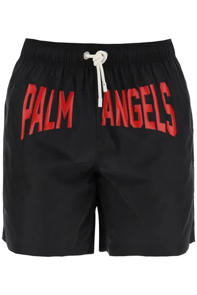 Shop Palm Angels "sea Bermuda Shorts With Logo Print Men In Black