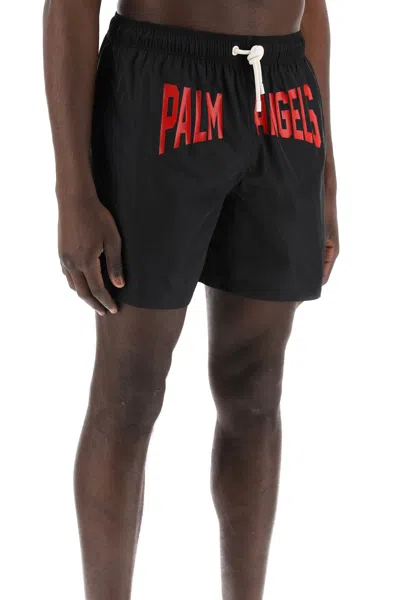 Shop Palm Angels "sea Bermuda Shorts With Logo Print Men In Black