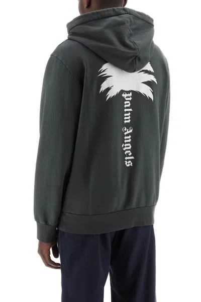 Shop Palm Angels The Palm Hooded Sweatshirt With Men In Gray