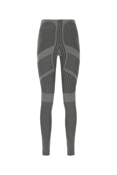Shop Prada Woman Grey Stretch Polyester Blend Leggings In Gray