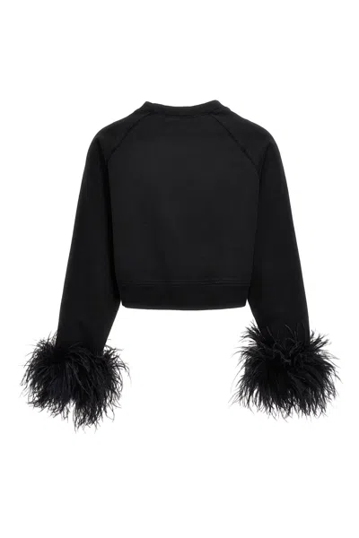 Shop Prada Women Feather Logo Sweatshirt In Black