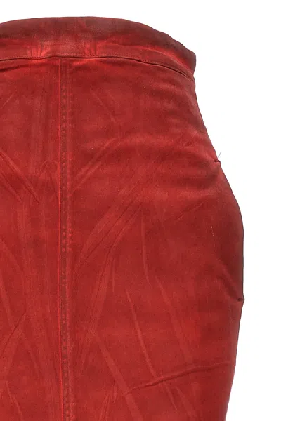 Shop Rick Owens Women 'dirt Pillar Long' Skirt In Red