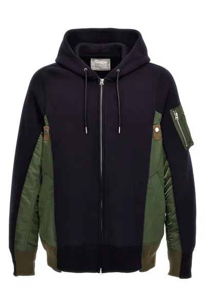 Shop Sacai Men Nylon Insert Hoodie In Multicolor