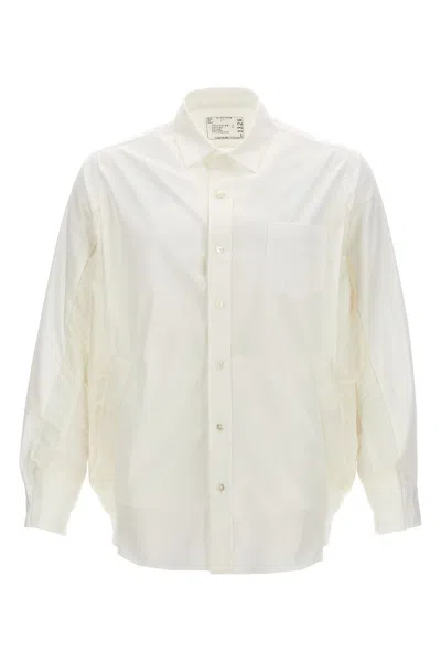 Shop Sacai Men Nylon Insert Shirt In White