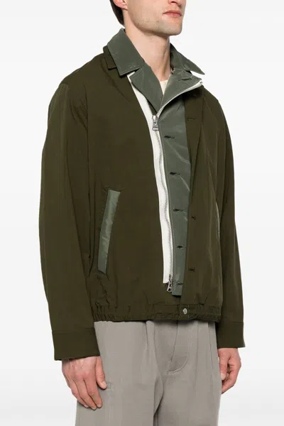 Shop Sacai Men Nylon Insert Jacket In Green