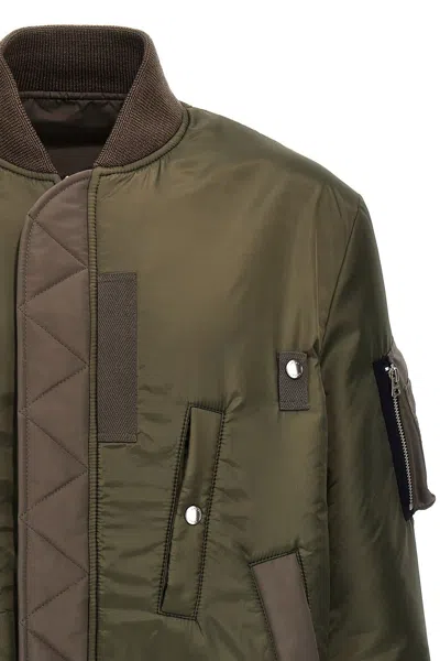 Shop Sacai Men Nylon Reversible Bomber Jacket In Green