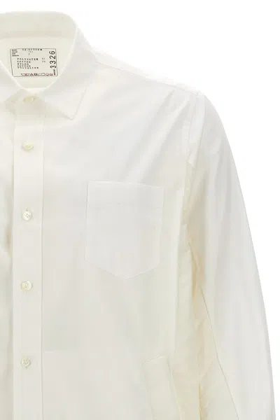 Shop Sacai Men Nylon Insert Shirt In White