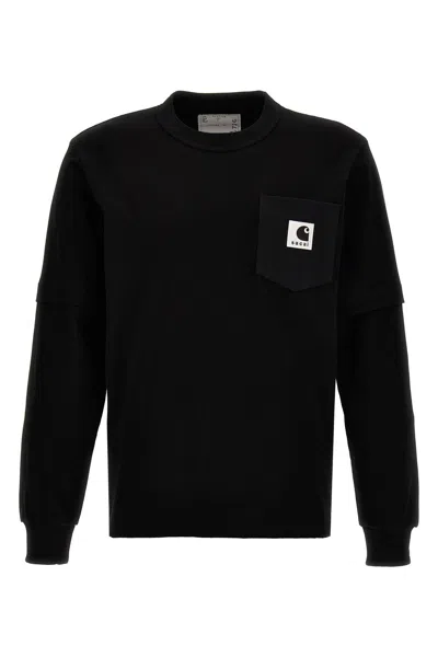 Shop Sacai Men T-shirt  X Carhartt Wip In Black