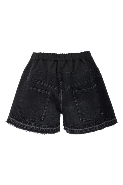 Shop Sacai Women Denim Shorts In Black