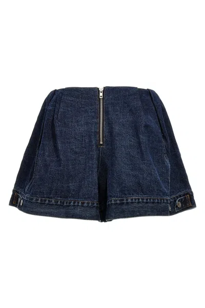 Shop Sacai Women Denim Shorts In Blue