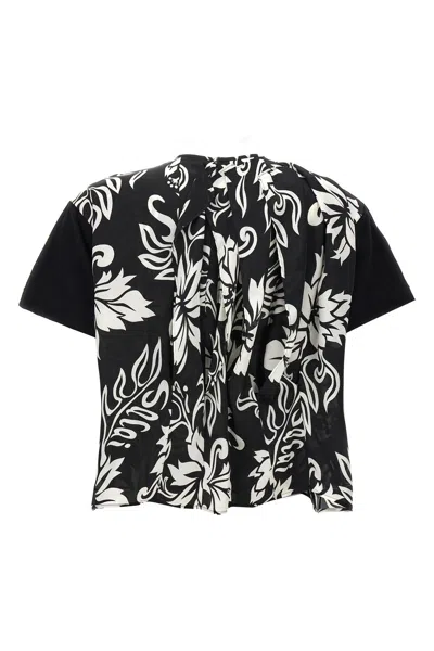 Shop Sacai Women Floral Print T-shirt In Black
