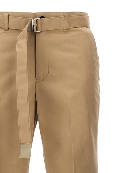 Shop Sacai Women Gabardine Flared Trousers In Cream
